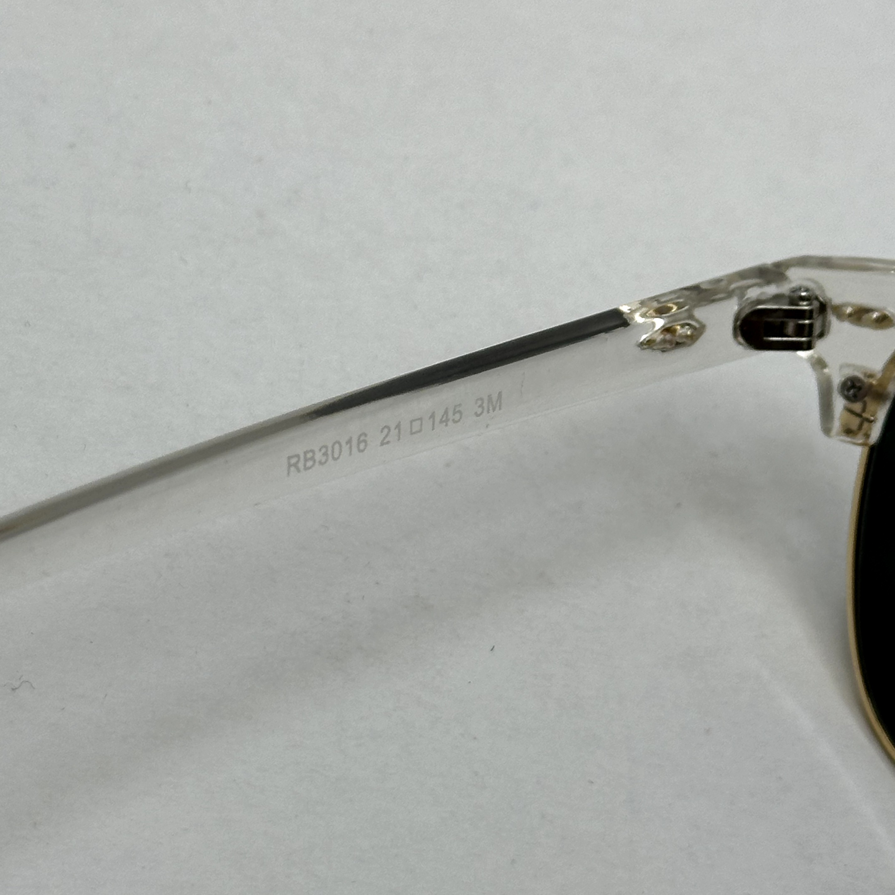 عینک آفتابی کلاب مستر ریبن rayban شیشه سنگ مشکی فریم شفاف به همراه پک کامل RB 3016