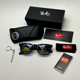عینک ریبن ویفرر reyban WAYFARER سایز 50 آبی هایلایت به همراه پک کامل و اچار مخصوص عینک RB 2140 (ارسال رایگان)