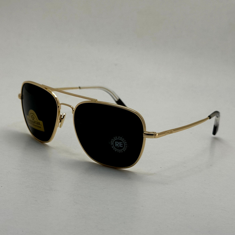 عینک آفتابی خلبانی رندولف شیشه سنگ آنتی رفلکس مشکی فریم طلایی فول پک RANDOLPH AVIATOR RE 58 24K GOLD (ارسال رایگان)