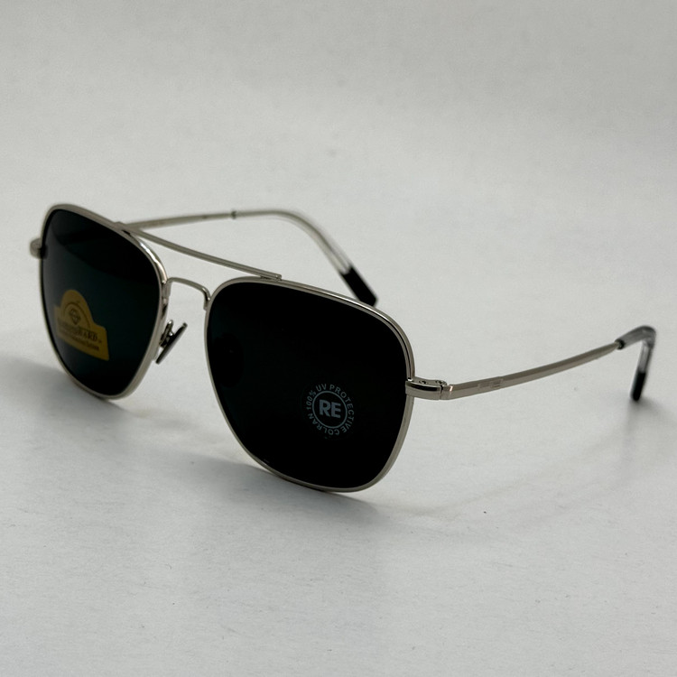 عینک آفتابی خلبانی رندولف شیشه سنگ آنتی رفلکس مشکی فریم نقره ای فول پک RANDOLPH AVIATOR RE 58 WHITE GOLD (ارسال رایگان)