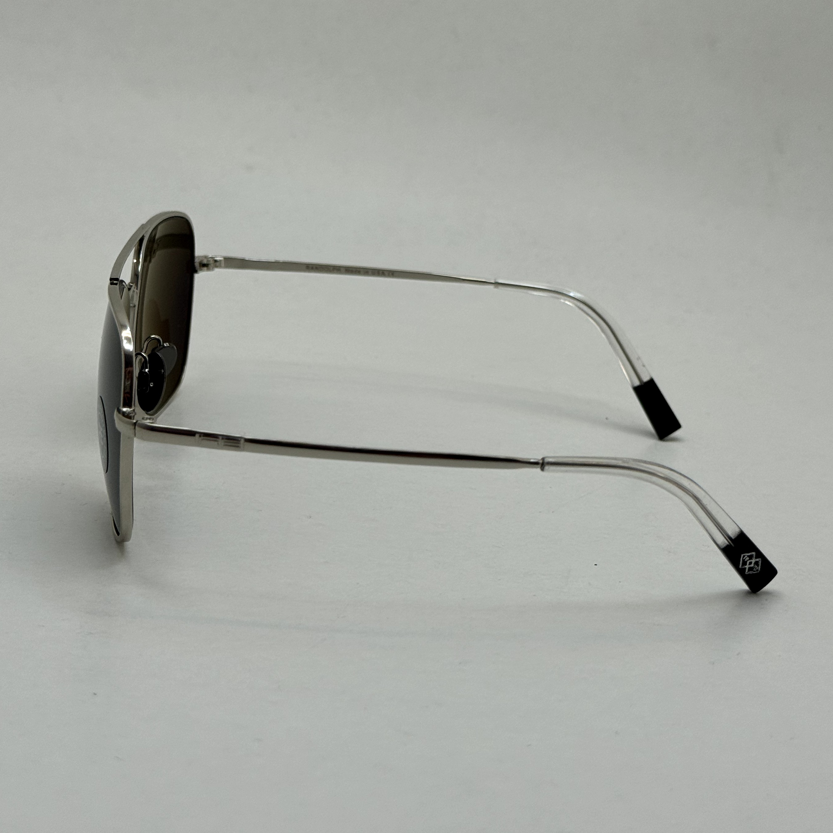 عینک آفتابی خلبانی رندولف شیشه سنگ آنتی رفلکس مشکی فریم نقره ای فول پک RANDOLPH AVIATOR RE 58 WHITE GOLD (ارسال رایگان)