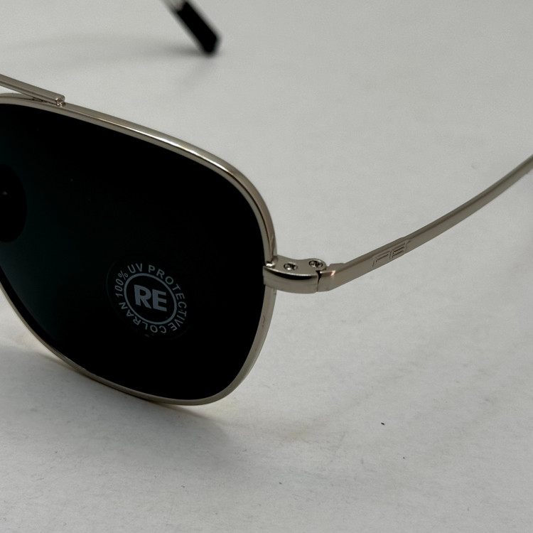 عینک آفتابی خلبانی رندولف شیشه سنگ آنتی رفلکس مشکی فریم نقره ای فول پک RANDOLPH AVIATOR RE 58 WHITE GOLD (ارسال رایگان)