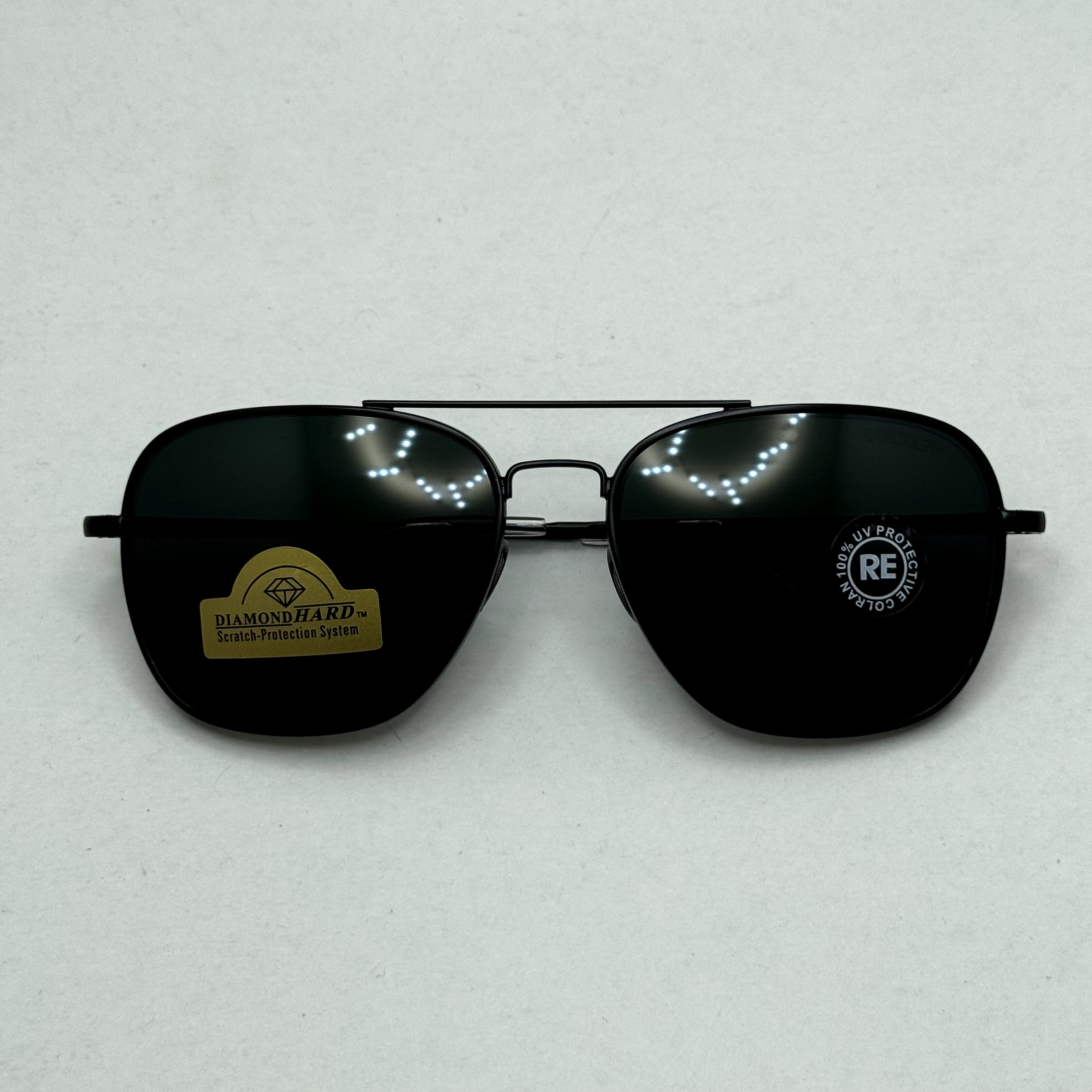 عینک آفتابی خلبانی رندولف شیشه سنگ آنتی رفلکس مشکی فریم مشکی فول پک RANDOLPH AVIATOR RE 58 BLACK