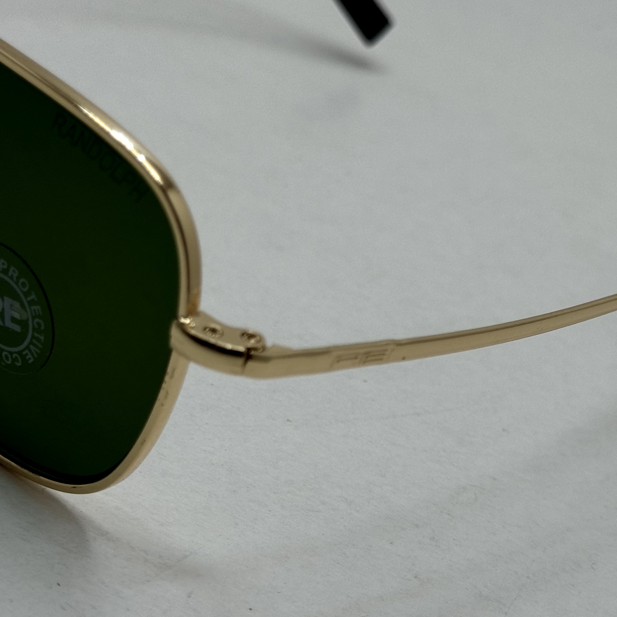 عینک آفتابی خلبانی رندولف شیشه سنگ آنتی رفلکس سبز فریم طلایی فول پک اصلی RANDOLPH AVIATOR RE 58 24K GOLD (ارسال رایگان)