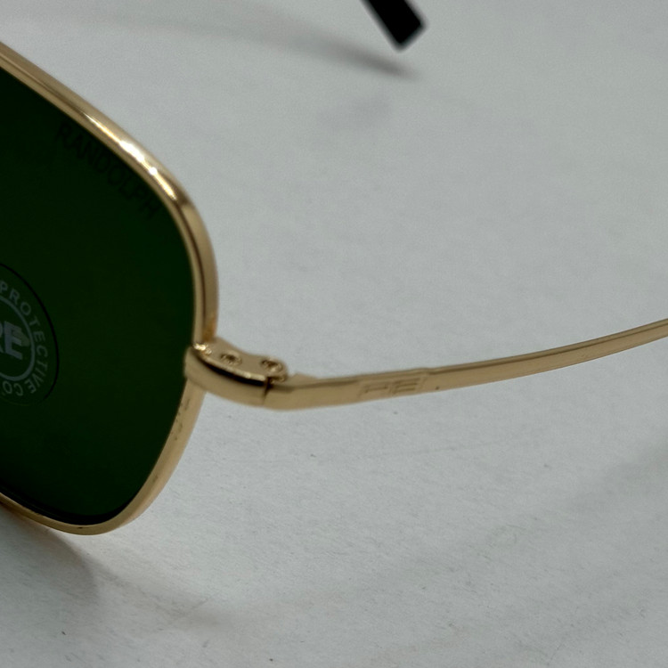 عینک آفتابی خلبانی رندولف شیشه سنگ آنتی رفلکس سبز فریم طلایی فول پک اصلی RANDOLPH AVIATOR RE 58 24K GOLD (ارسال رایگان)