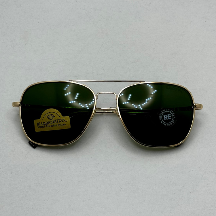 عینک آفتابی خلبانی رندولف شیشه سنگ آنتی رفلکس سبز فریم طلایی فول پک اصلی RANDOLPH AVIATOR RE 58 24K GOLD (ارسال رایگان)