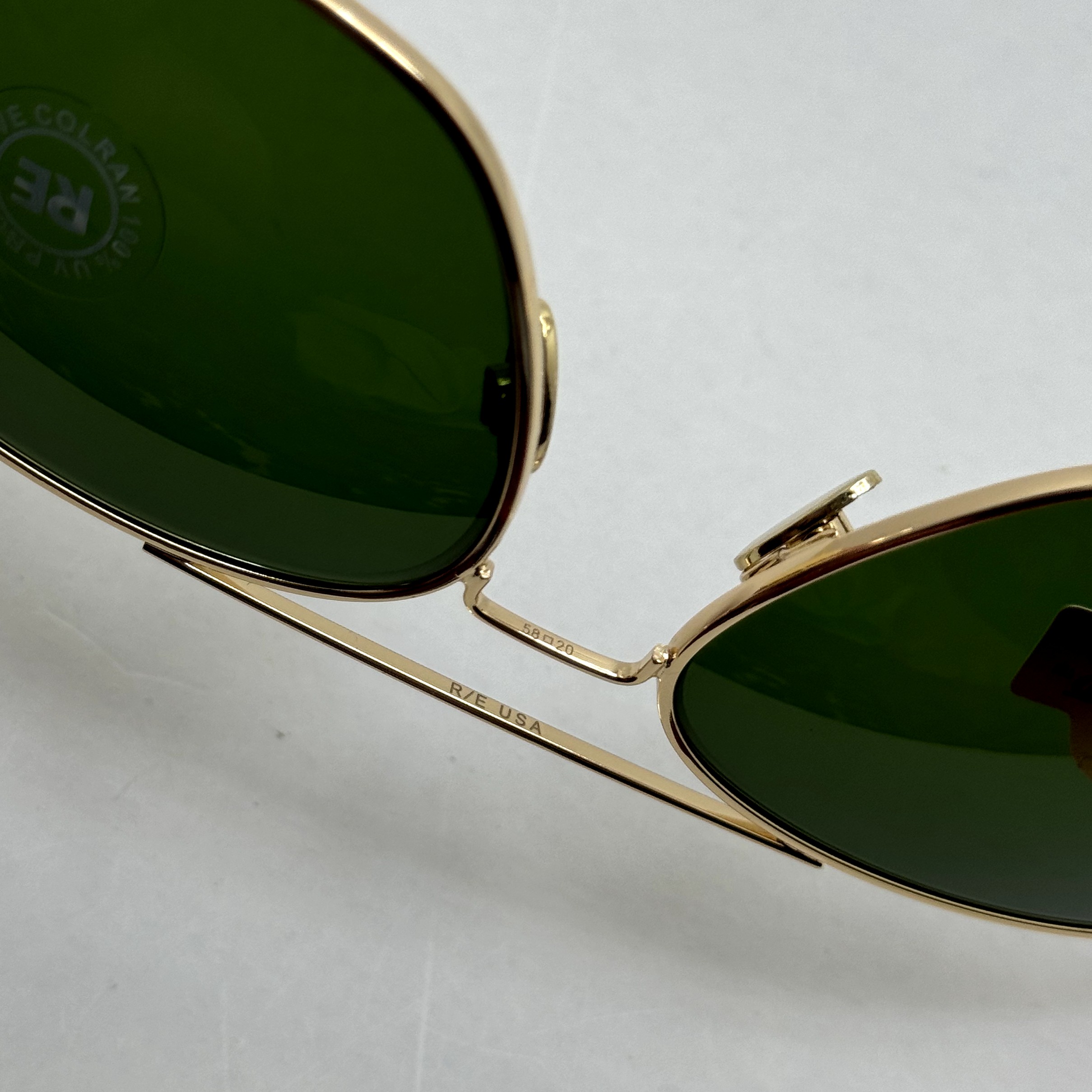 عینک آفتابی خلبانی رندولف شیشه سنگ آنتی رفلکس سبز فریم طلایی فول پک اصلی RANDOLPH AVIATOR RE 58 24K GOLD (ارسال رایگان)