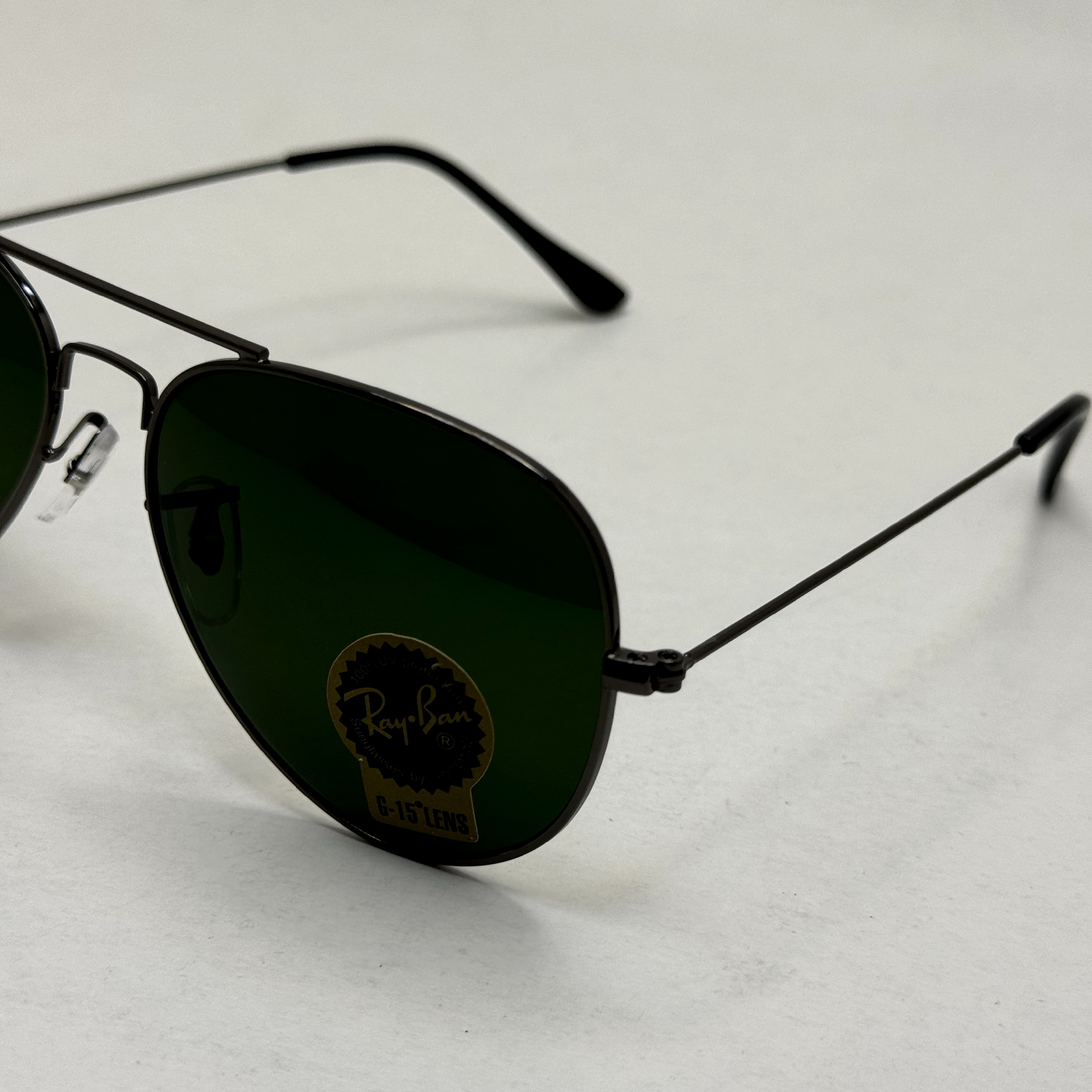 عینک ریبن خلبانی شیشه سنگ فریم نوک مدادی عدسی سبز آمریکایی آنتی رفلکس REYBAN AVIATOR RB 3025 با پک کامل (ارسال رایگان)