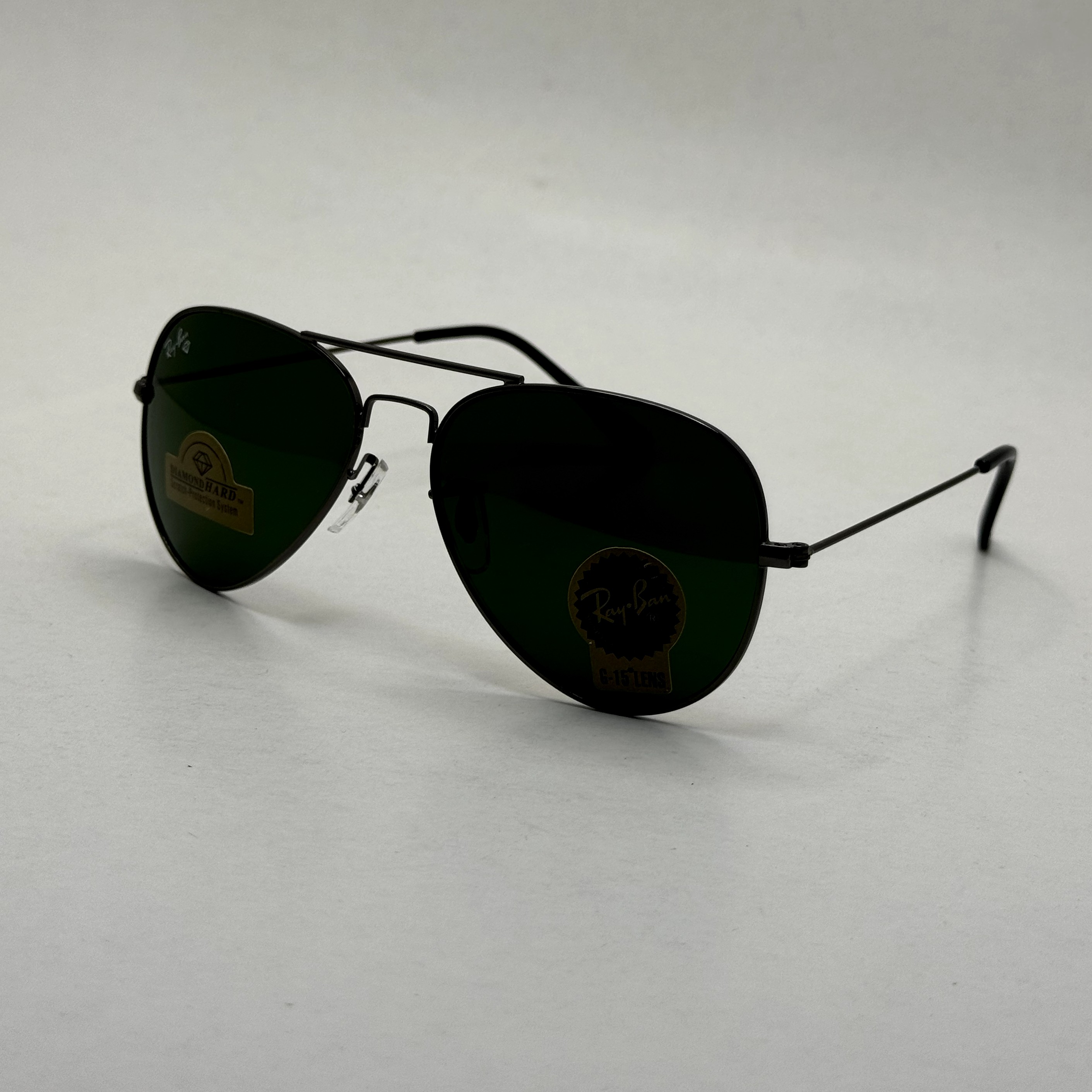 عینک ریبن خلبانی شیشه سنگ فریم نوک مدادی عدسی سبز آمریکایی آنتی رفلکس REYBAN AVIATOR RB 3025 با پک کامل (ارسال رایگان)