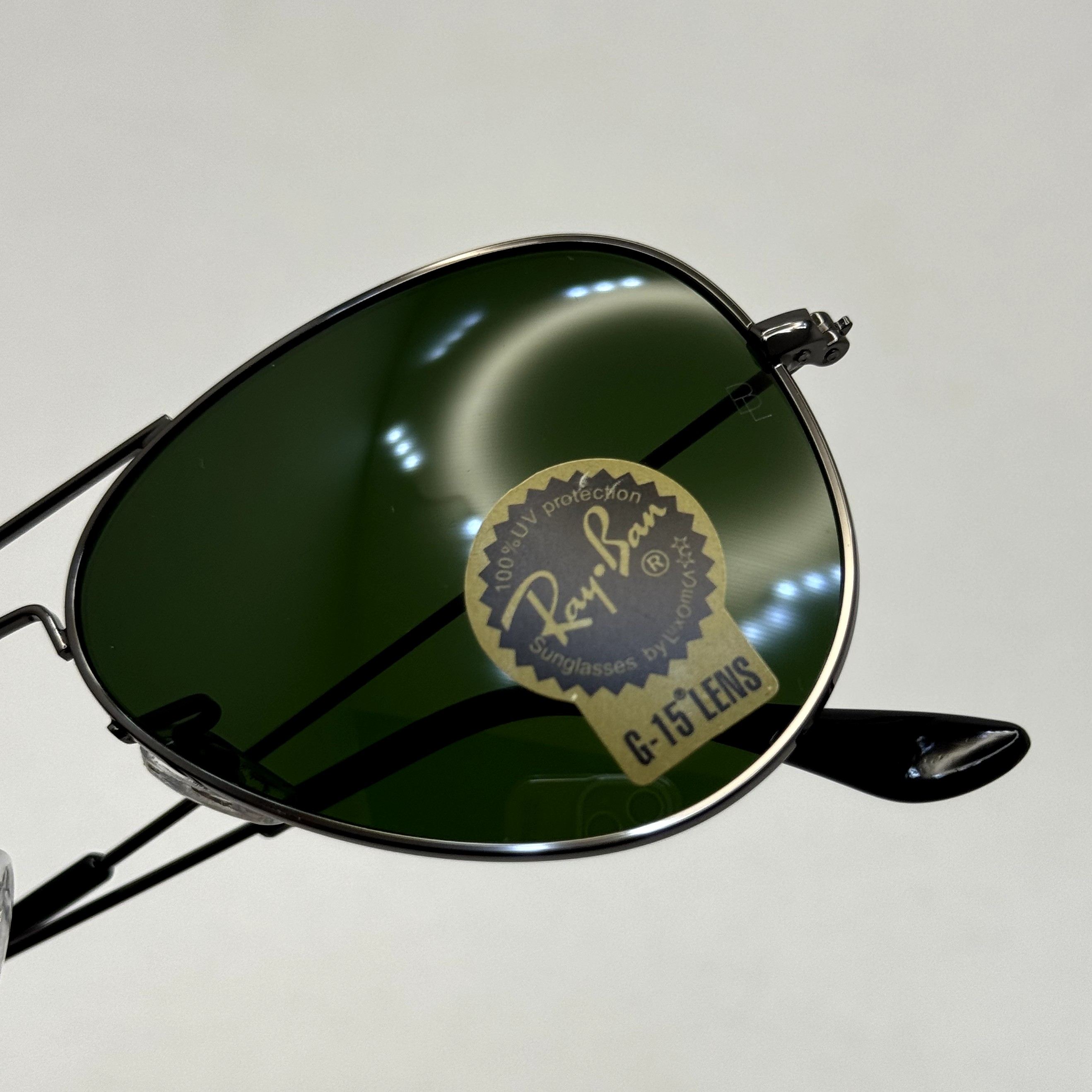 عینک ریبن خلبانی شیشه سنگ فریم نوک مدادی عدسی سبز آمریکایی آنتی رفلکس REYBAN AVIATOR RB 3025 با پک کامل (ارسال رایگان)