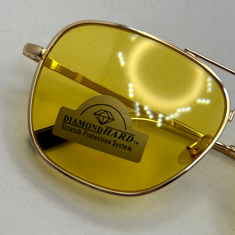 عینک آفتابی و شب خلبانی رندولف شیشه سنگ زرد فریم طلایی فول پک اصلی RANDOLPH AVIATOR RE 58 24K GOLD (ارسال رایگان)