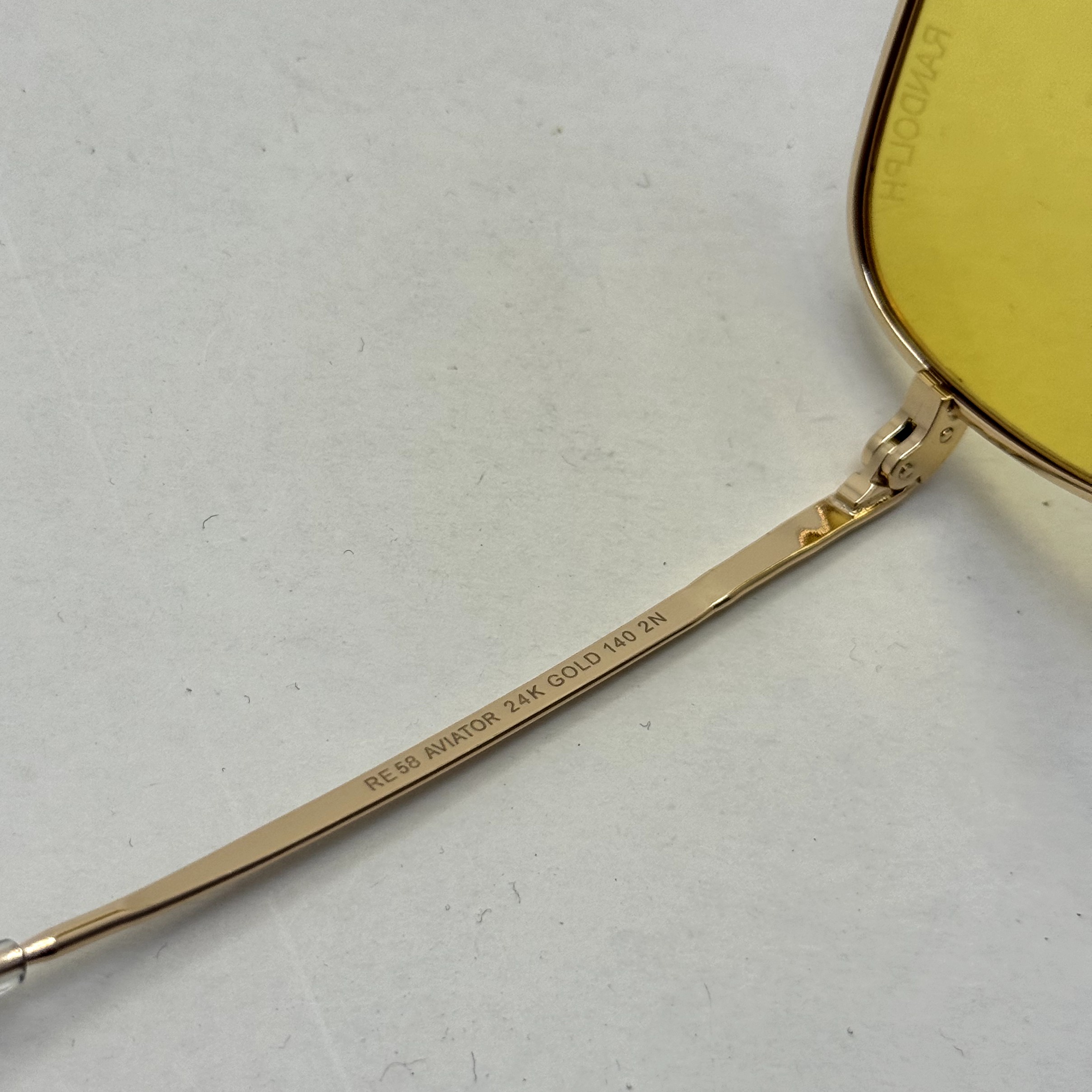 عینک آفتابی و شب خلبانی رندولف شیشه سنگ زرد فریم طلایی فول پک اصلی RANDOLPH AVIATOR RE 58 24K GOLD (ارسال رایگان)
