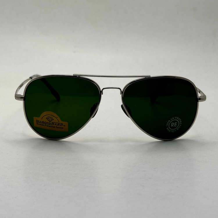 عینک آفتابی خلبانی رندولف شیشه سنگ کانکورد آنتی رفلکس سبز فریم نقره ای فول پک اصلی RANDOLPH AVIATOR CR 231 24K (ارسال