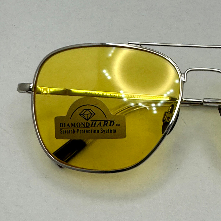 عینک آفتابی و شب خلبانی رندولف شیشه سنگ زرد فریم نقره ای فول پک اصلی RANDOLPH AVIATOR RE 58 24K WHITE GOLD (ارسال