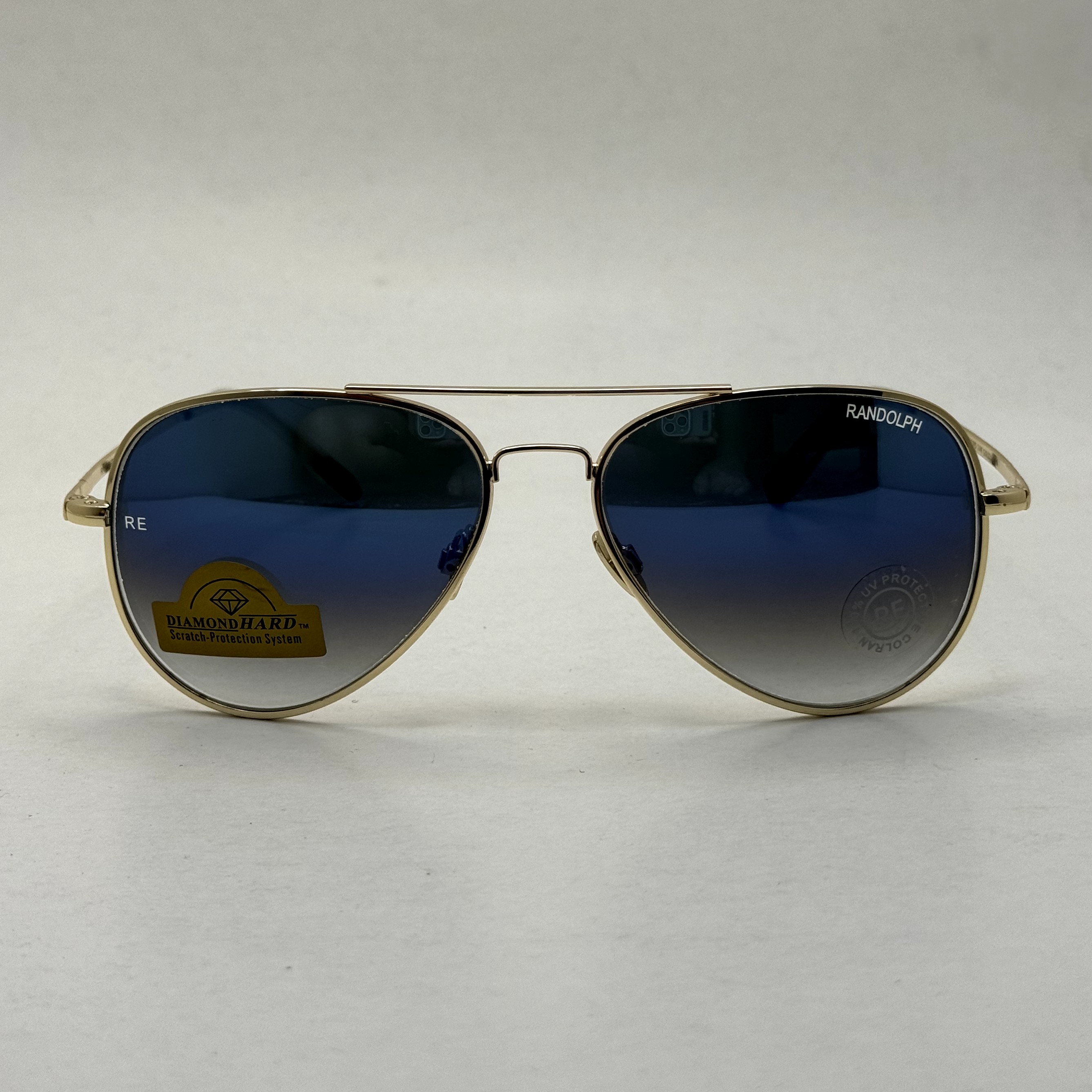 عینک آفتابی و شب خلبانی رندولف شیشه سنگ مدل کانکورد آبی فریم طلایی فول پک RANDOLPH CONCORD CR 231 24K GOLD (ارسال