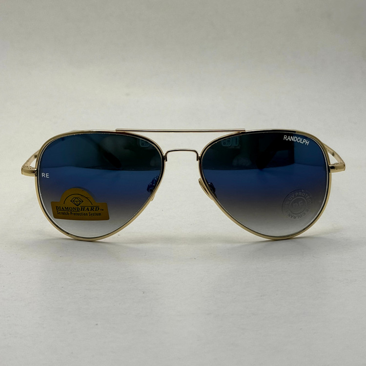 عینک آفتابی و شب خلبانی رندولف شیشه سنگ مدل کانکورد آبی فریم طلایی فول پک RANDOLPH CONCORD CR 231 24K GOLD (ارسال