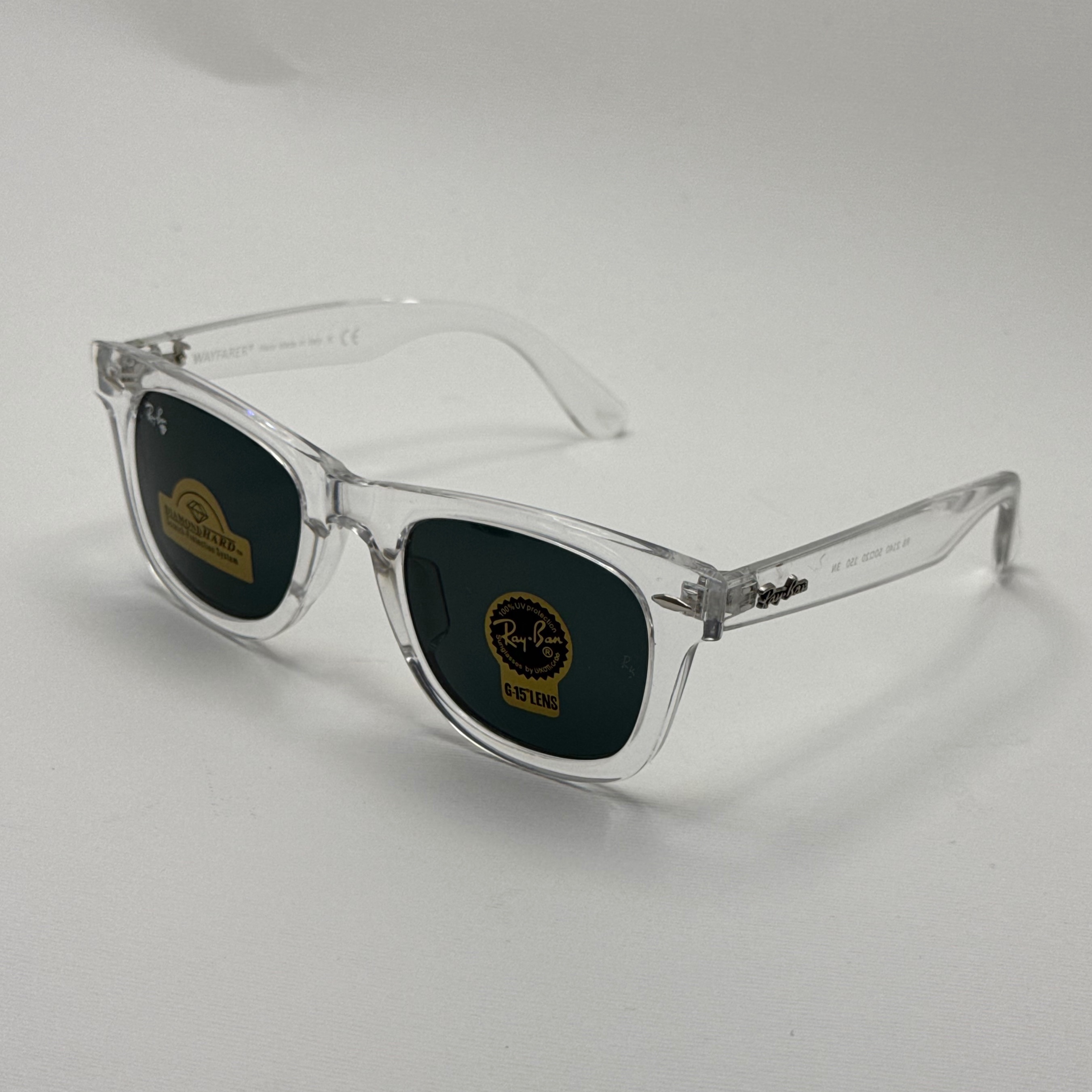 عینک ویفرر ریبن Rayban WAYFARER شفاف شیشه سنگ نشکن زد خش با پک کامل (ارسال رایگان)