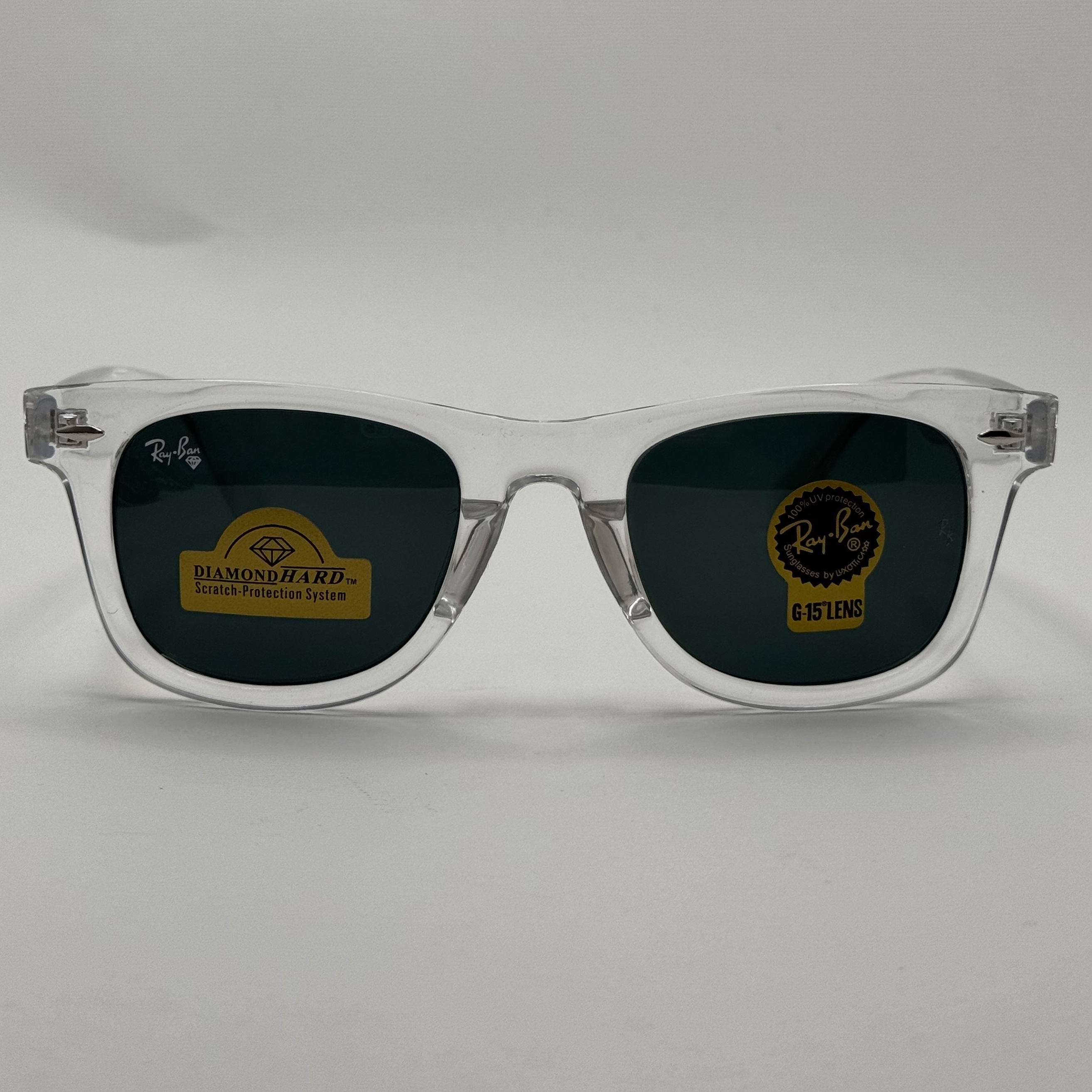 عینک ویفرر ریبن Rayban WAYFARER شفاف شیشه سنگ نشکن زد خش با پک کامل (ارسال رایگان)