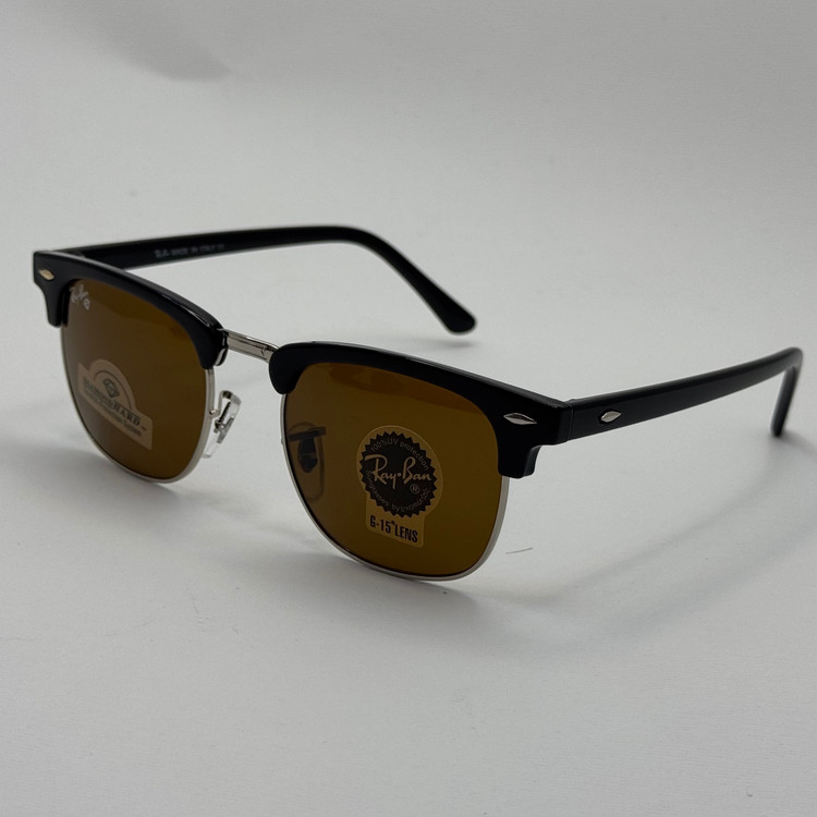 عینک آفتابی ریبن rayban کلاب مستر شیشه سنگ قهوه ای فریم نقره ای rb 3016 به همراه پک کامل (ارسال رایگان)