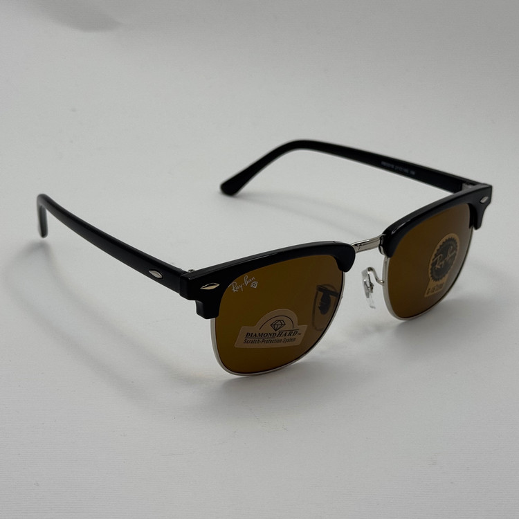 عینک آفتابی ریبن rayban کلاب مستر شیشه سنگ قهوه ای فریم نقره ای rb 3016 به همراه پک کامل (ارسال رایگان)