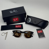 عینک آفتابی ریبن rayban کلاب مستر شیشه سنگ قهوه ای فریم نقره ای rb 3016 به همراه پک کامل (ارسال رایگان)