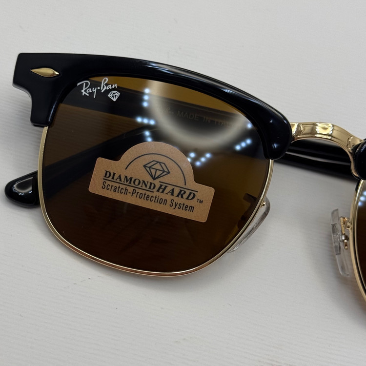 عینک آفتابی ریبن rayban کلاب مستر شیشه سنگ قهوه ای فریم طلایی rb 3016 به همراه پک کامل (ارسال رایگان)