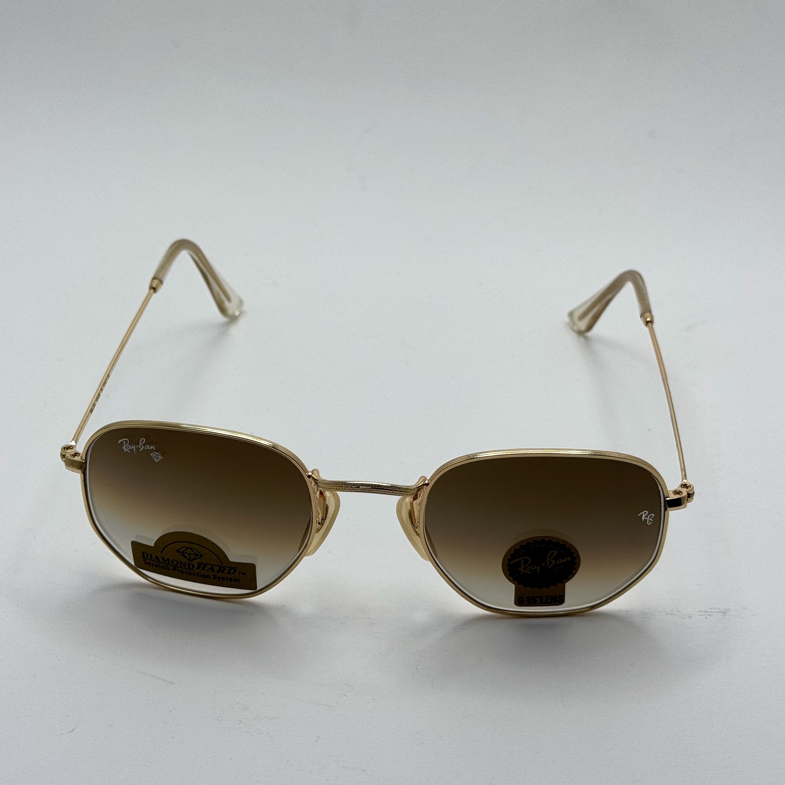 عینک ریبن شیشه سنگ هگزونال قهوه ای هایلایت آنتی رفلکس به همراه پک کامل ریبن کد Rayban RB 3548 (ارسال رایگان)
