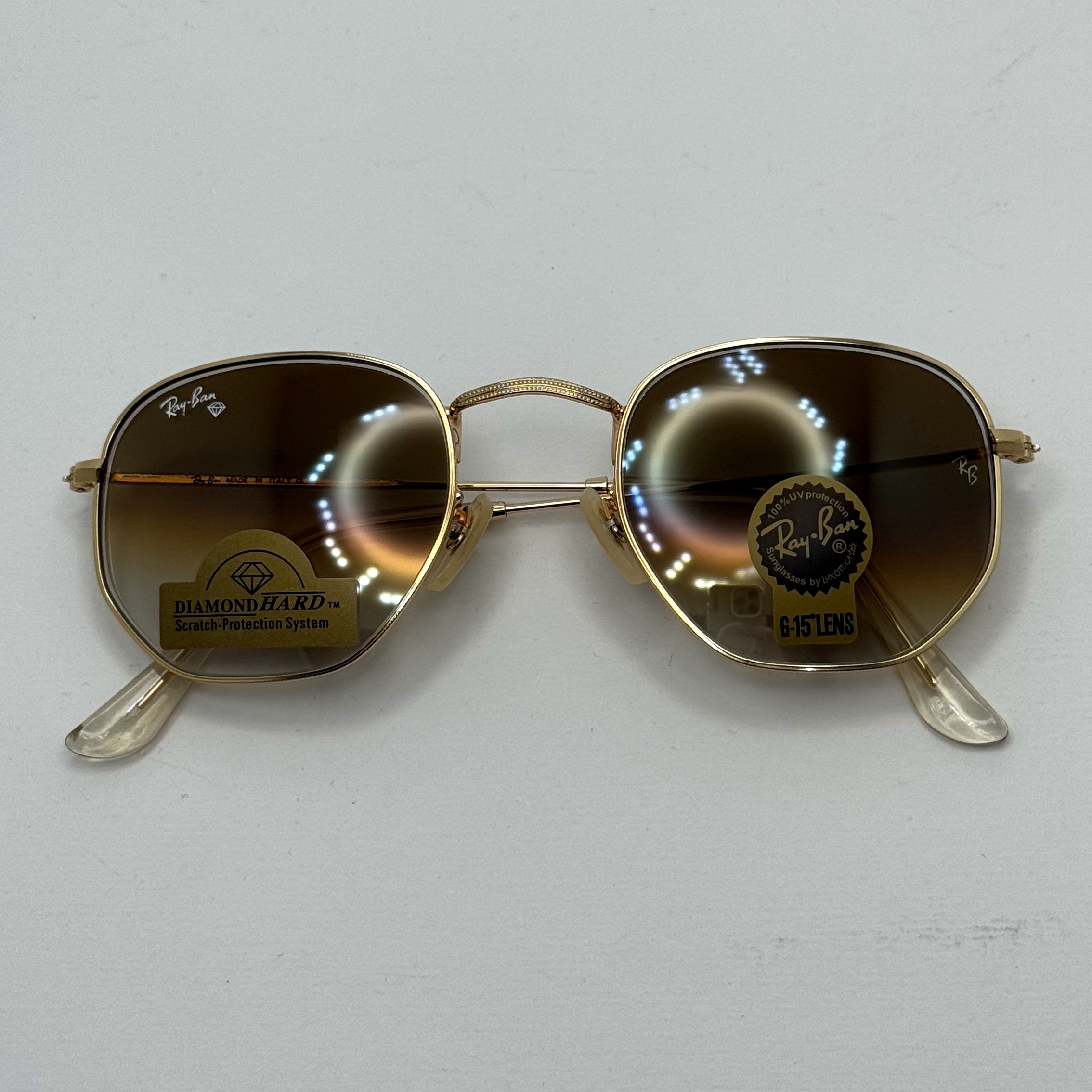 عینک ریبن شیشه سنگ هگزونال قهوه ای هایلایت آنتی رفلکس به همراه پک کامل ریبن کد Rayban RB 3548 (ارسال رایگان)
