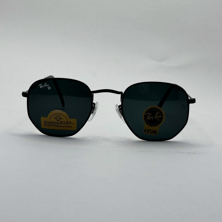 عینک ریبن هگزونال شیشه سنگ تمام مشکی به همراه پک کامل ریبن کد Rayban RB 3548 (ارسال رایگان)