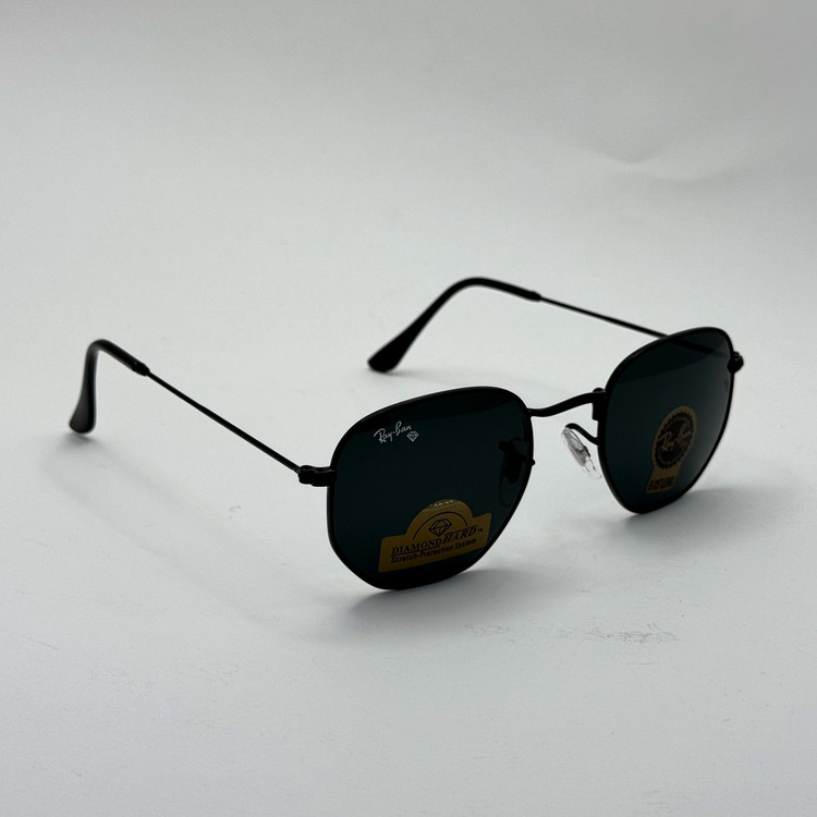 عینک ریبن هگزونال شیشه سنگ تمام مشکی به همراه پک کامل ریبن کد Rayban RB 3548 (ارسال رایگان)