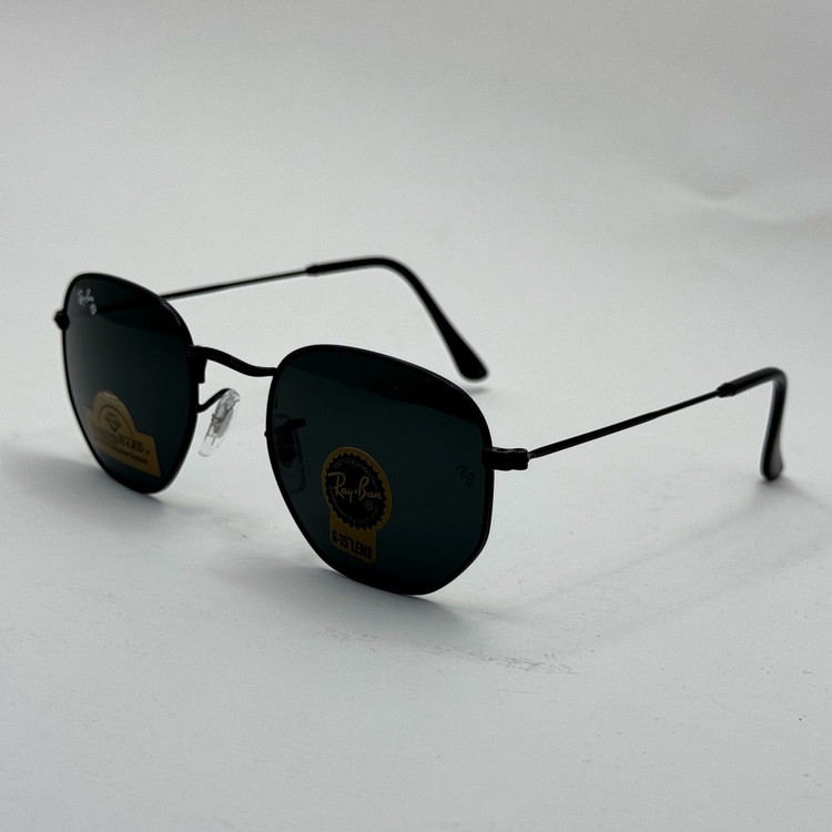 عینک ریبن هگزونال شیشه سنگ تمام مشکی به همراه پک کامل ریبن کد Rayban RB 3548 (ارسال رایگان)