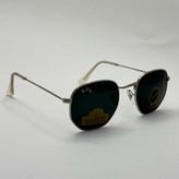عینک ریبن هگزونال شیشه سنگ مشکی فریم نقره ای به همراه پک کامل ریبن کد Rayban RB 3548 (ارسال رایگان)