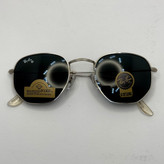 عینک ریبن هگزونال شیشه سنگ مشکی فریم نقره ای به همراه پک کامل ریبن کد Rayban RB 3548 (ارسال رایگان)
