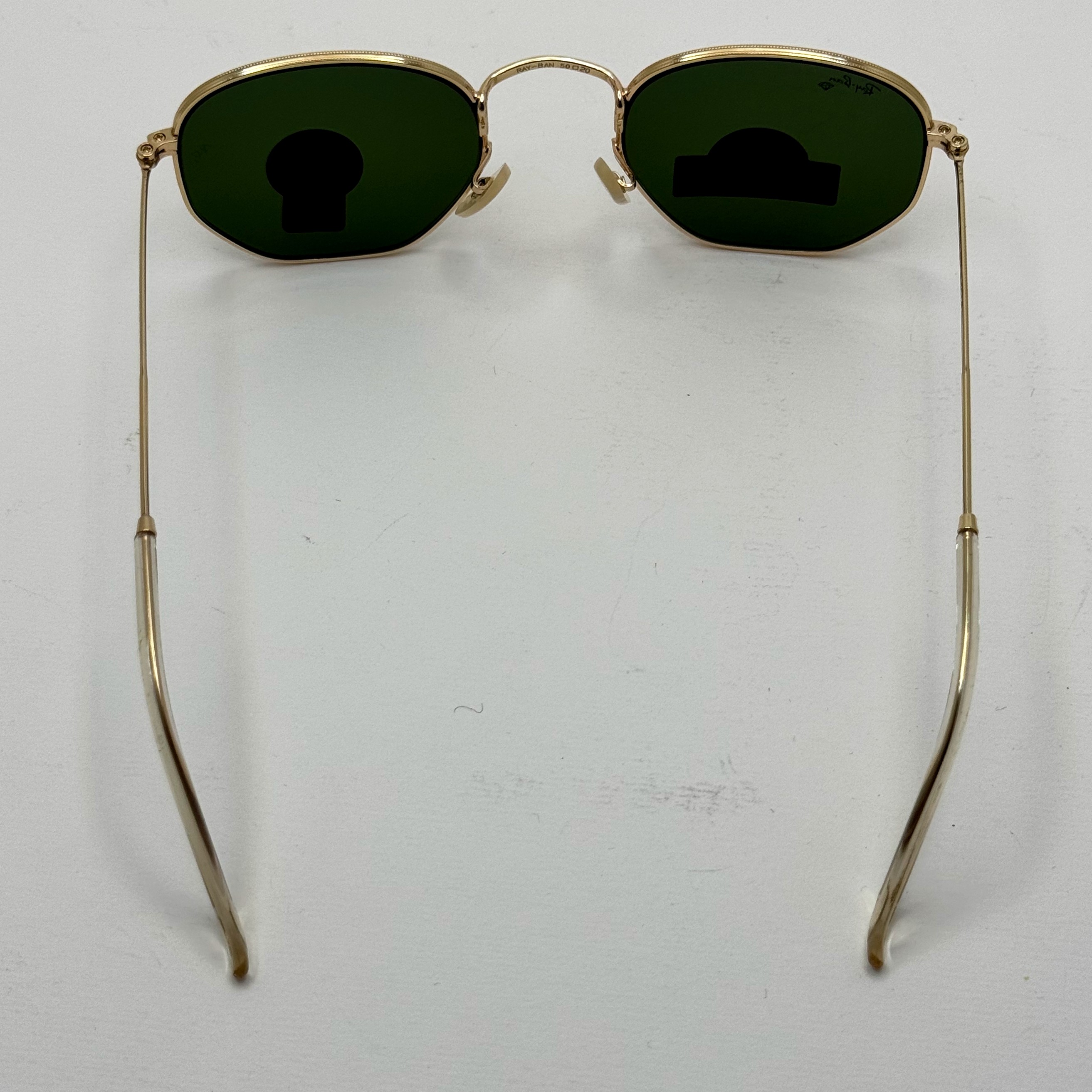عینک ریبن هگزونال شیشه سنگ سیز فریم طلایی به همراه پک کامل ریبن کد Rayban RB 3548 (ارسال رایگان)