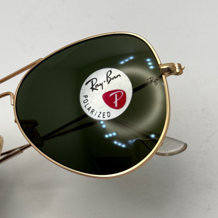 عینک ریبن خلبانی شیشه سنگ پلاریزه سبز با فریم طلایی به همراه پک کامل ریبن کد Rayban RB 3026 (ارسال رایگان)