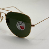 عینک ریبن خلبانی شیشه سنگ پلاریزه سبز با فریم طلایی به همراه پک کامل ریبن کد Rayban RB 3026 (ارسال رایگان)