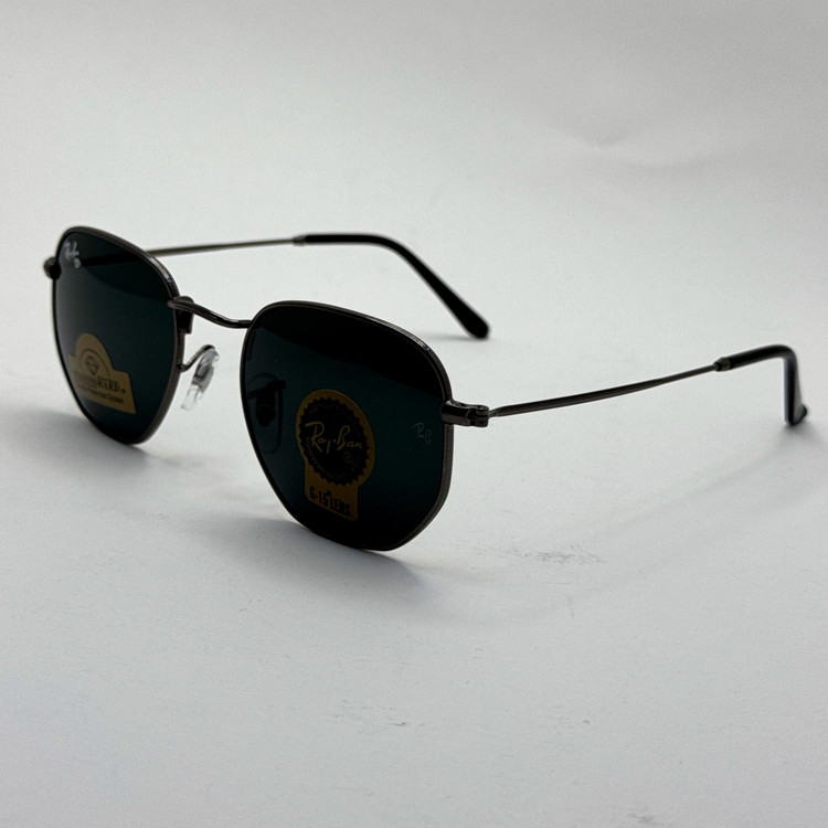 عینک ریبن هگزونال شیشه سنگ فریم نوک مدادی عدسی مشکی به همراه پک کامل ریبن کد Rayban RB 3548 (ارسال رایگان)