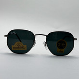 عینک ریبن هگزونال شیشه سنگ فریم نوک مدادی عدسی مشکی به همراه پک کامل ریبن کد Rayban RB 3548 (ارسال رایگان)