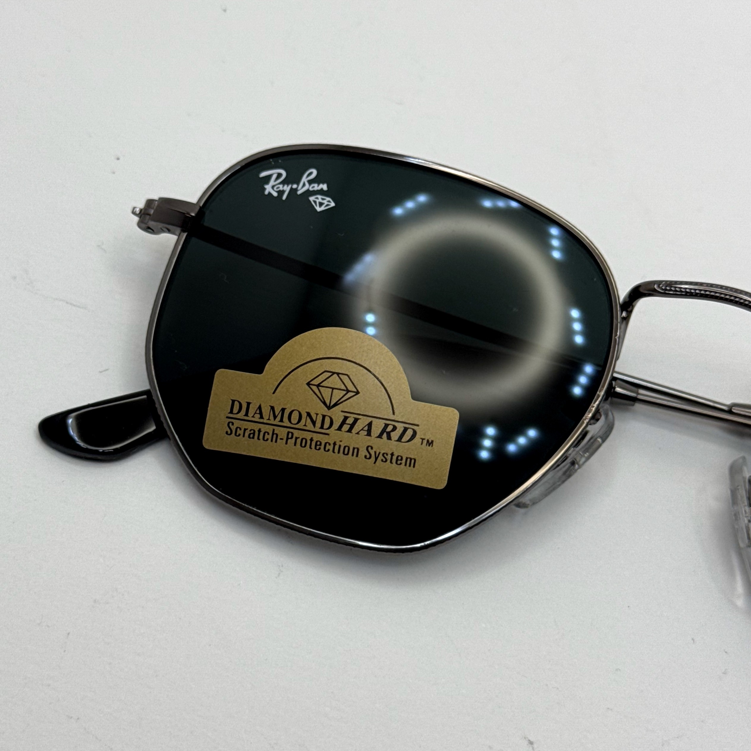 عینک ریبن هگزونال شیشه سنگ فریم نوک مدادی عدسی مشکی به همراه پک کامل ریبن کد Rayban RB 3548 (ارسال رایگان)