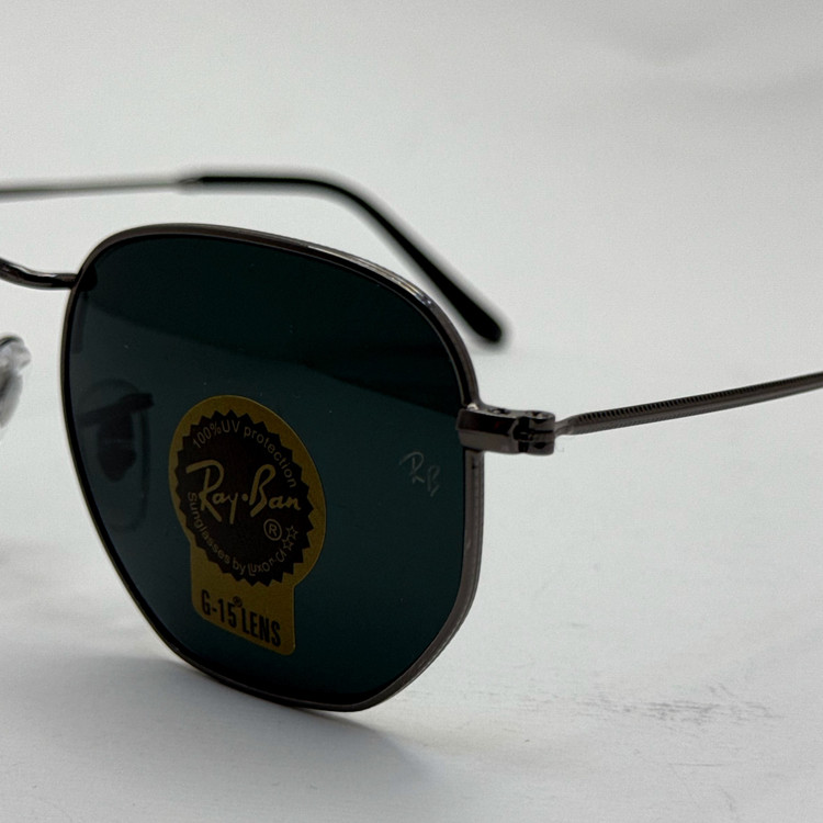عینک ریبن هگزونال شیشه سنگ فریم نوک مدادی عدسی مشکی به همراه پک کامل ریبن کد Rayban RB 3548 (ارسال رایگان)