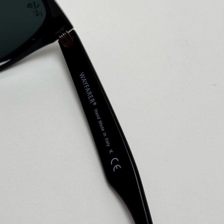 عینک آفتابی ریبن ویفرر شیشه سنگ مشکی براق به همراه پک کامل ریبن Rayban WAYFARER RB 2140 سایز 54 (ارسال رایگان)