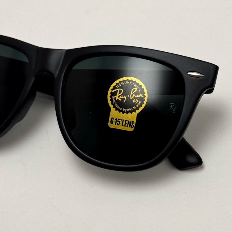 عینک آفتابی ریبن ویفرر شیشه سنگ مشکی به همراه پک کامل ریبن Rayban WAYFARER RB 2140 سایز 54 (ارسال رایگان)