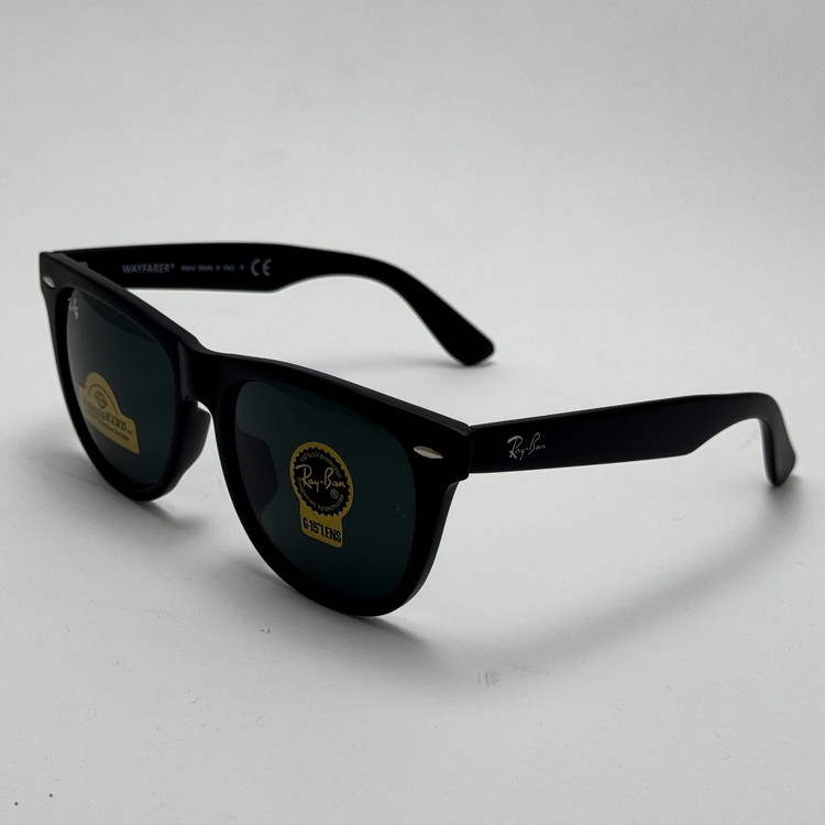 عینک آفتابی ریبن ویفرر شیشه سنگ مشکی به همراه پک کامل ریبن Rayban WAYFARER RB 2140 سایز 54 (ارسال رایگان)