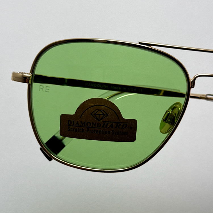 عینک شب و آفتابی خلبانی رندولف شیشه سنگ سبز فریم طلایی فول پک اصلی RANDOLPH AVIATOR RE 58 24K GOLD (ارسال رایگان)