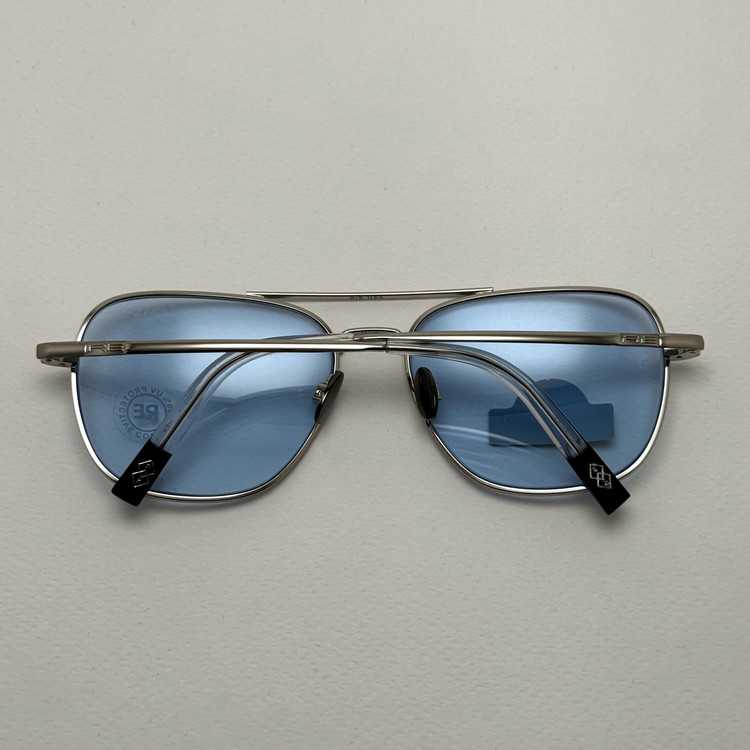 عینک شب و آفتابی خلبانی رندولف شیشه سنگ آبی آسمانی نقره ای فول پک RANDOLPH AVIATOR RE 58 24K WHITE GOLD (ارسال رایگان)