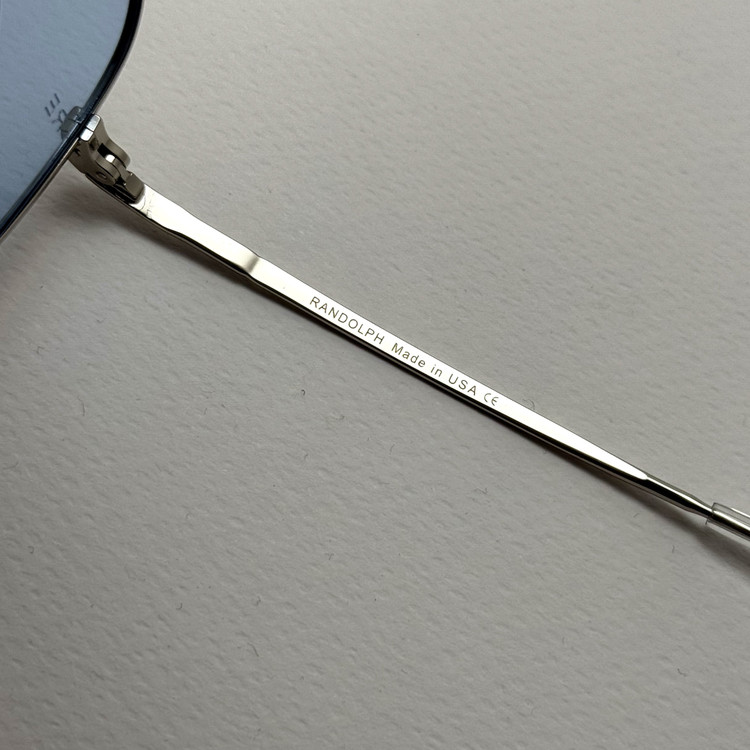 عینک شب و آفتابی خلبانی رندولف شیشه سنگ آبی آسمانی نقره ای فول پک RANDOLPH AVIATOR RE 58 24K WHITE GOLD (ارسال رایگان)
