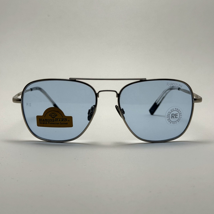 عینک شب و آفتابی خلبانی رندولف شیشه سنگ آبی آسمانی نقره ای فول پک RANDOLPH AVIATOR RE 58 24K WHITE GOLD (ارسال رایگان)