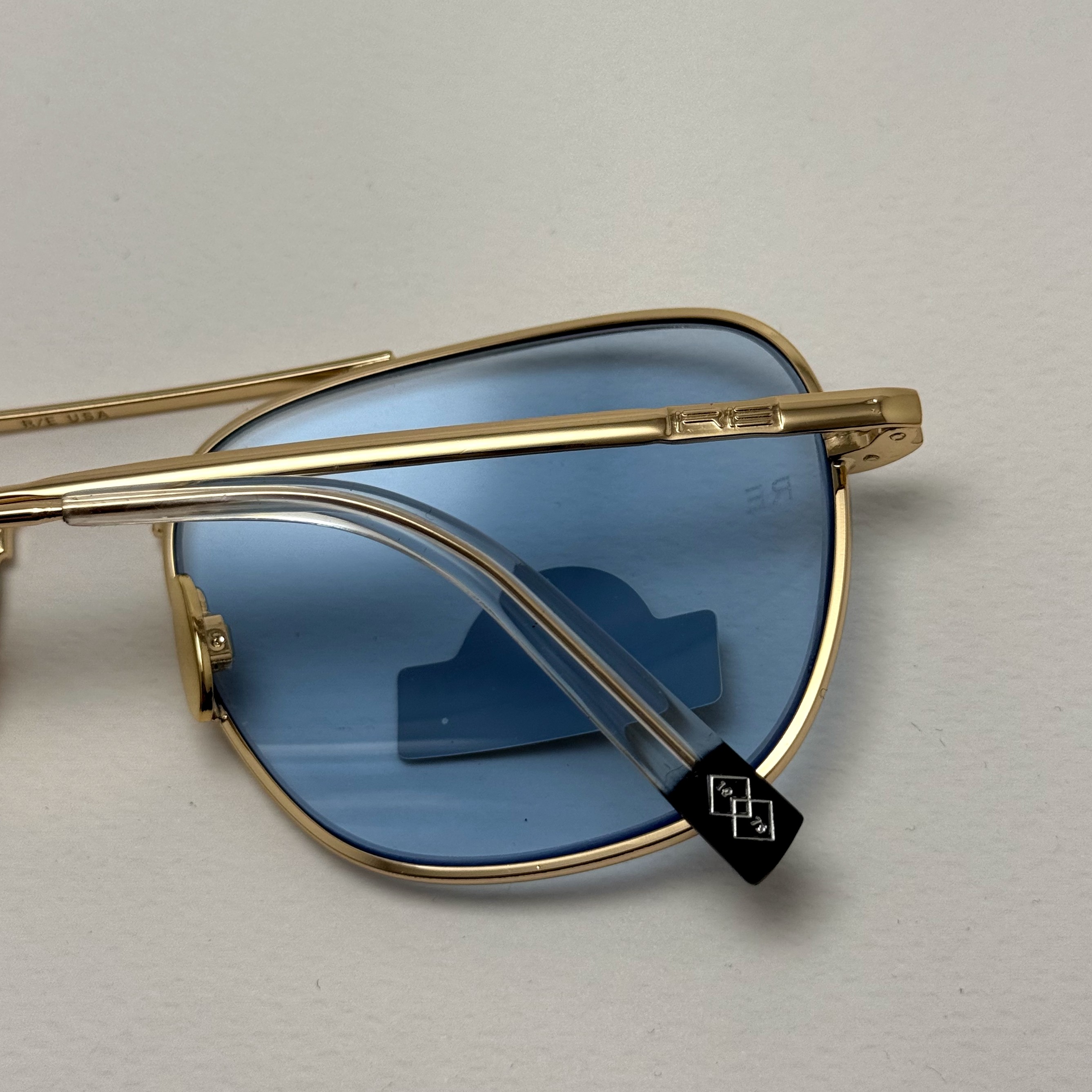 عینک آفتابی خلبانی رندولف شیشه سنگ آبی آسمانی طلایی فول پک RANDOLPH AVIATOR RE 58 24K GOLD