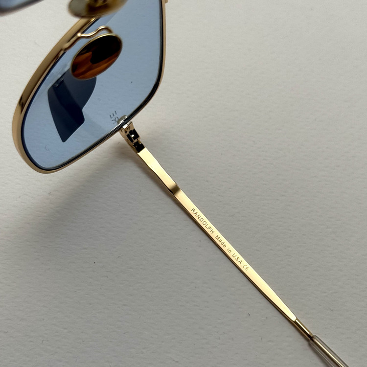 عینک آفتابی خلبانی رندولف شیشه سنگ آبی آسمانی طلایی فول پک RANDOLPH AVIATOR RE 58 24K GOLD