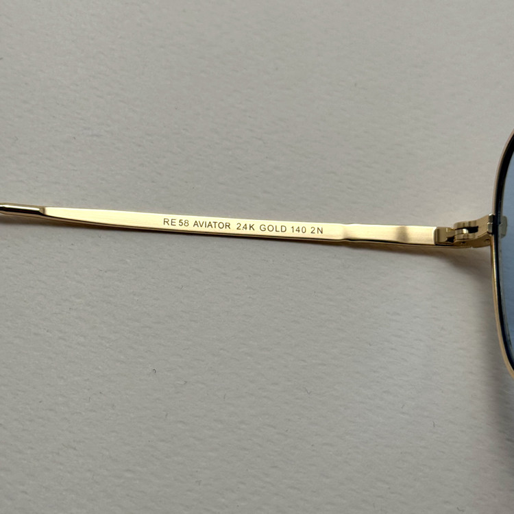 عینک آفتابی خلبانی رندولف شیشه سنگ آبی آسمانی طلایی فول پک RANDOLPH AVIATOR RE 58 24K GOLD